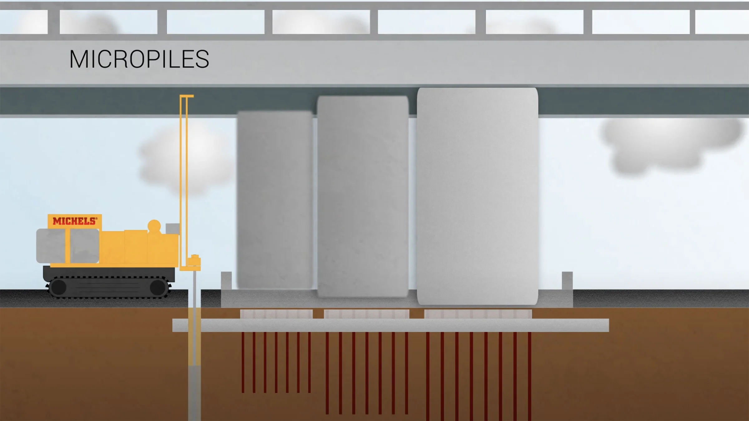 Animated view of a micropile job being performed.