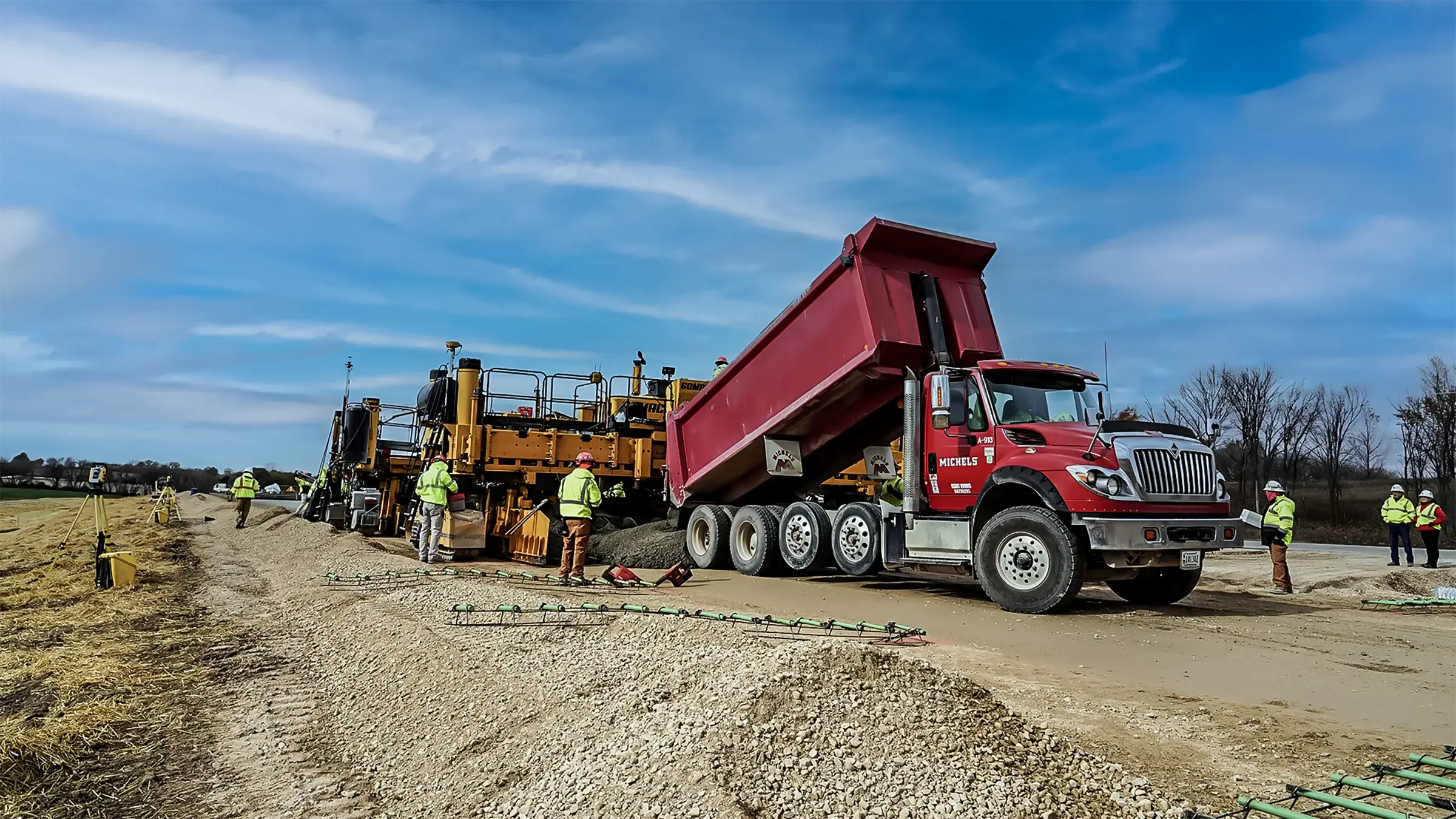 A Morgan Luis paving crew builds a road in Wisconsin