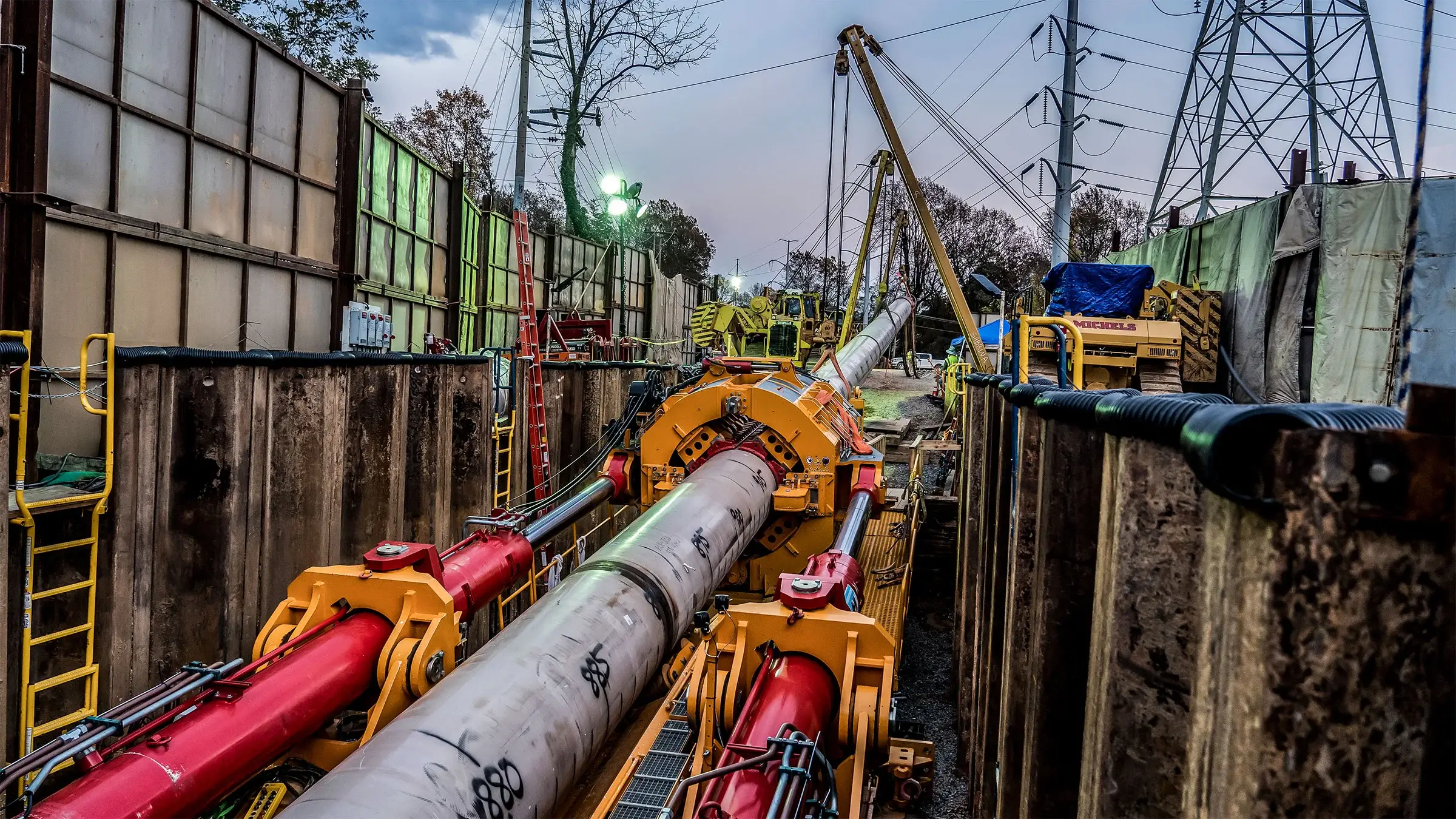 A Direct Pipe machine works 24/7 to install a container pipe