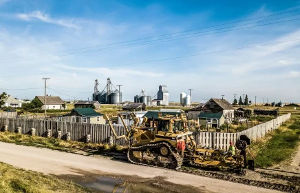 Fiber mainline cable being installed in rural area to provide citizens with high-speed connection
