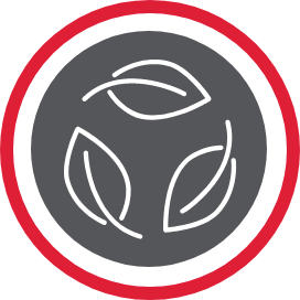 Three leaves in a circle representing environmental protection.