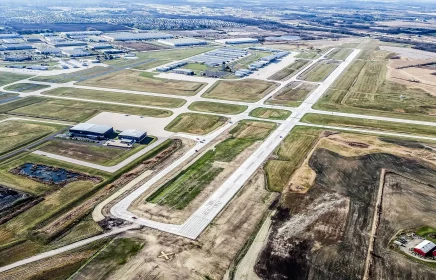Aerial photo of runways at a regional airport that Michels paved.