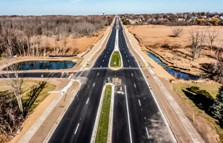 Two lane paved divided highway