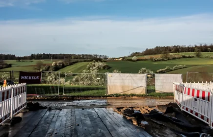 A rural hillside view of a HDD project in Germany