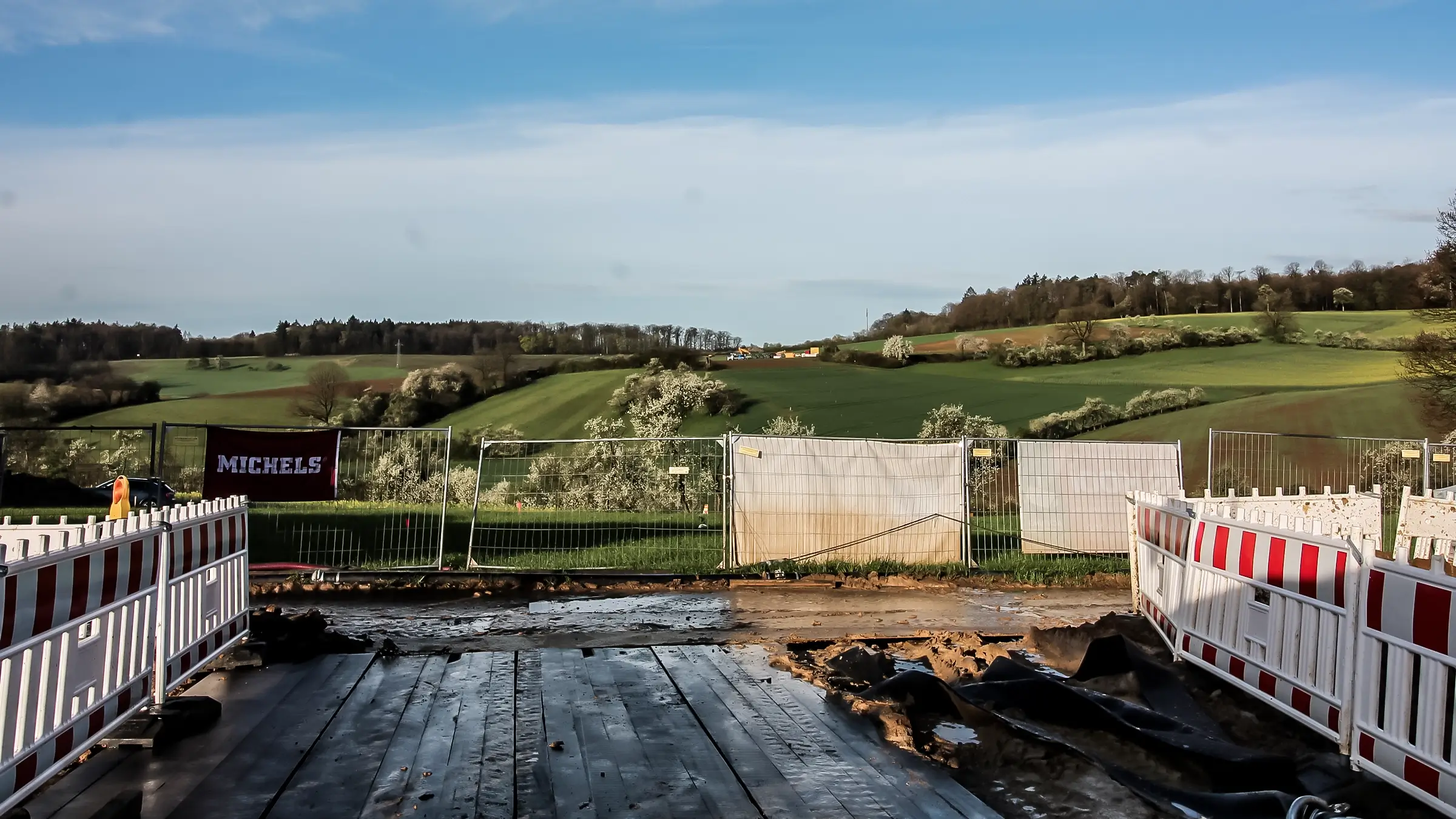 A rural hillside view of a HDD project in Germany