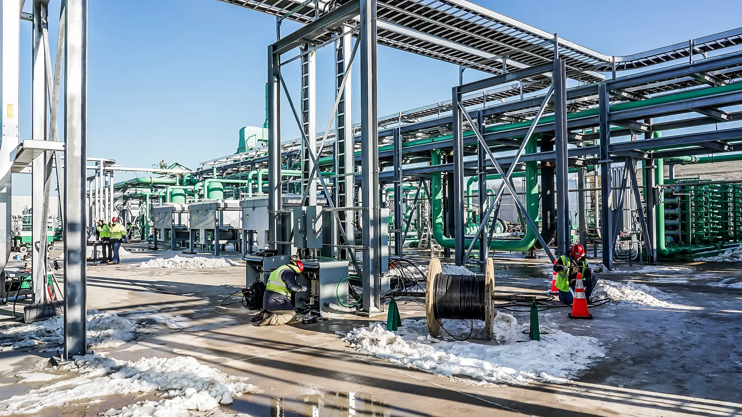 Several crew members work within the RNG facility grounds.