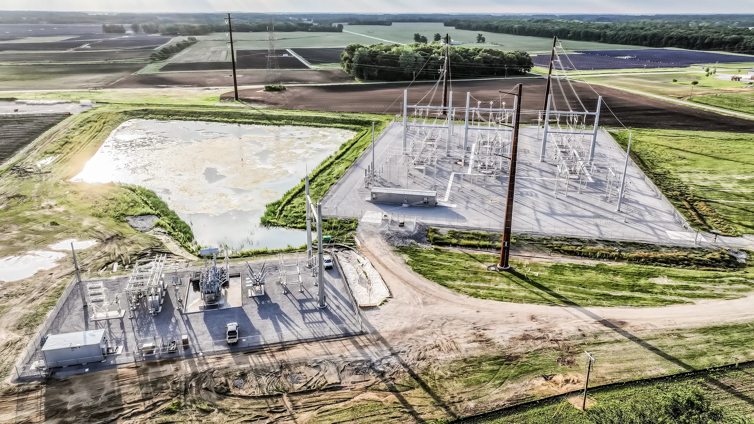 A switchyard in Indiana on a sunny summer day.