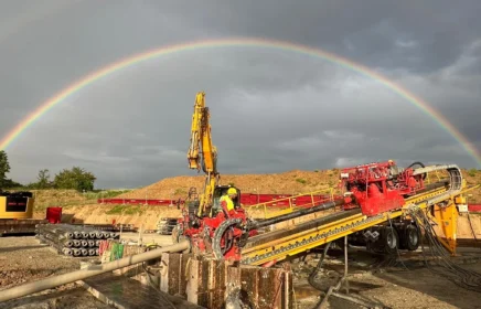 Rainbow shines over a HDD jobsite in Germany.